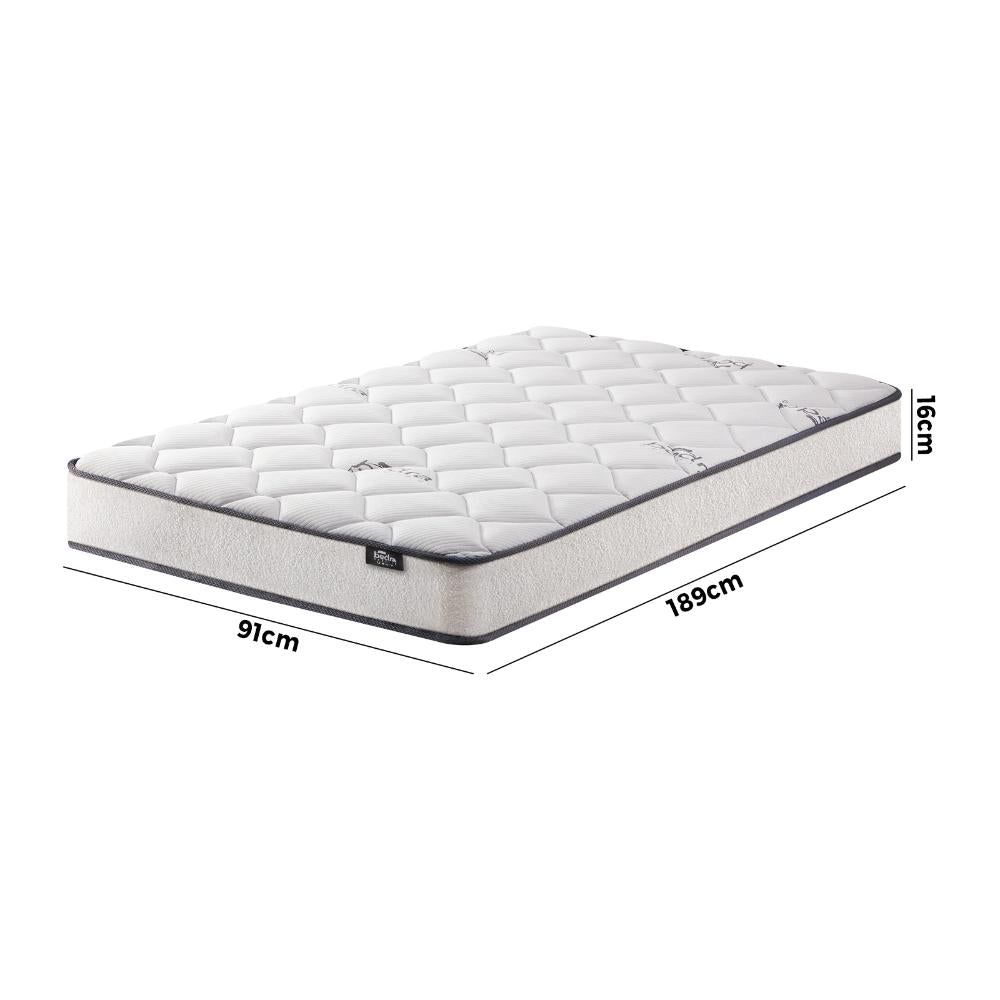 Teddy Boucle 6 Turn Coil Spring Medium Firm 16cm Mattress | Full Body Support Ventialted  Hypo Allergenic Mattress