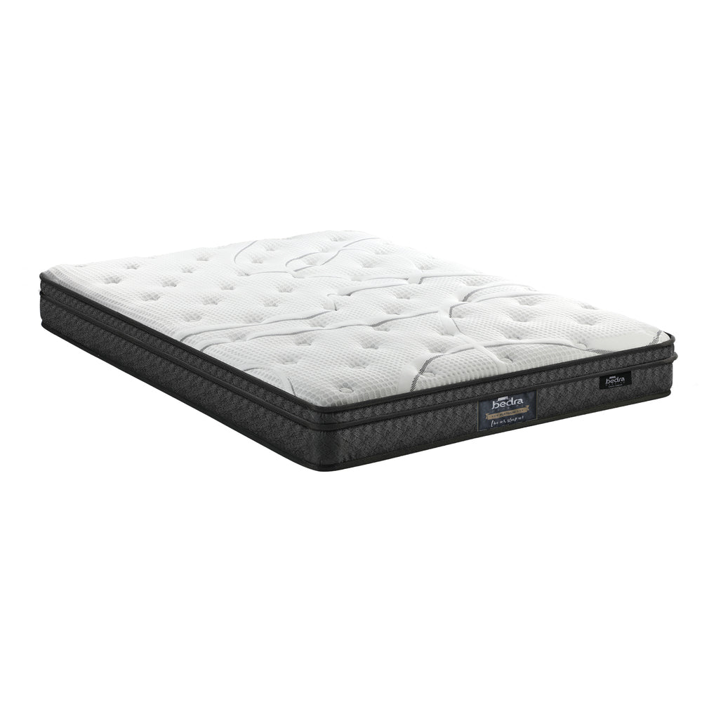 Nuvello Luxe Bonnell Spring Plush Pillowtop 21cm Mattress | Full Body Support Ventialted Medium Firm Matrress