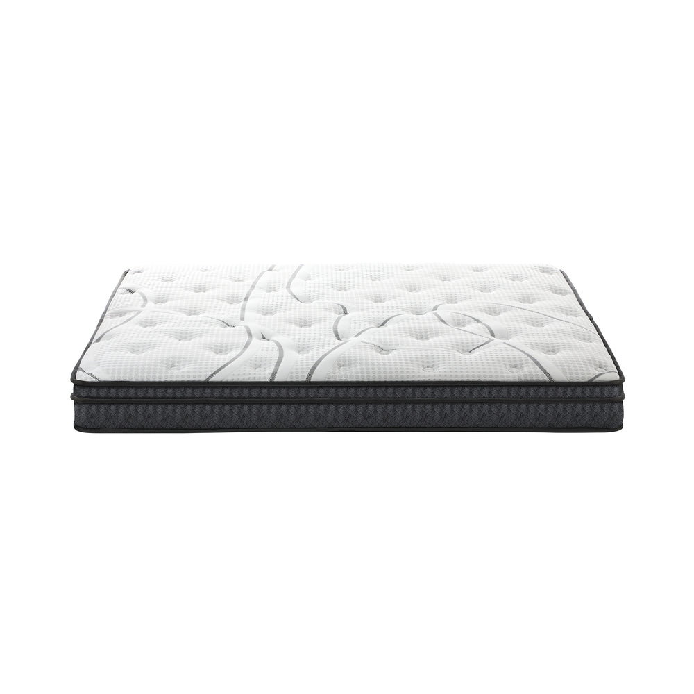 Nuvello Luxe Bonnell Spring Plush Pillowtop 21cm Mattress | Full Body Support Ventialted Medium Firm Matrress