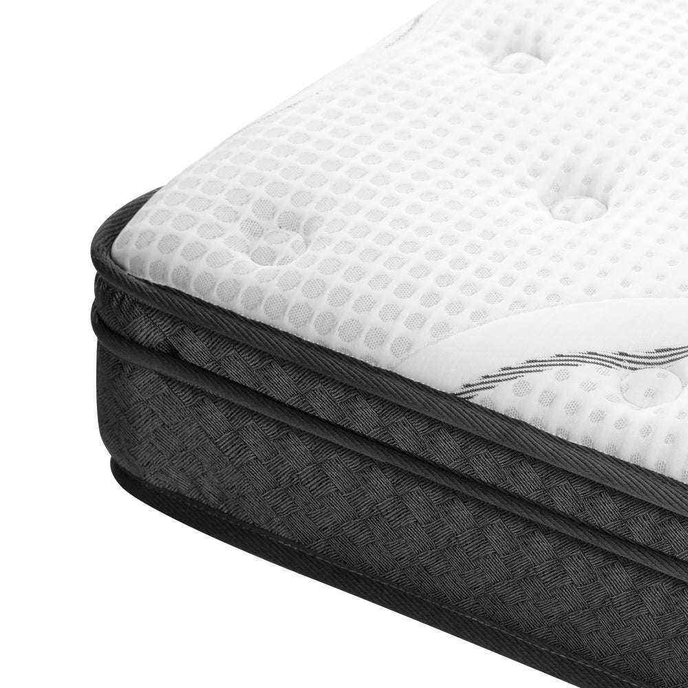 Nuvello Luxe Bonnell Spring Plush Pillowtop 21cm Mattress | Full Body Support Ventialted Medium Firm Matrress