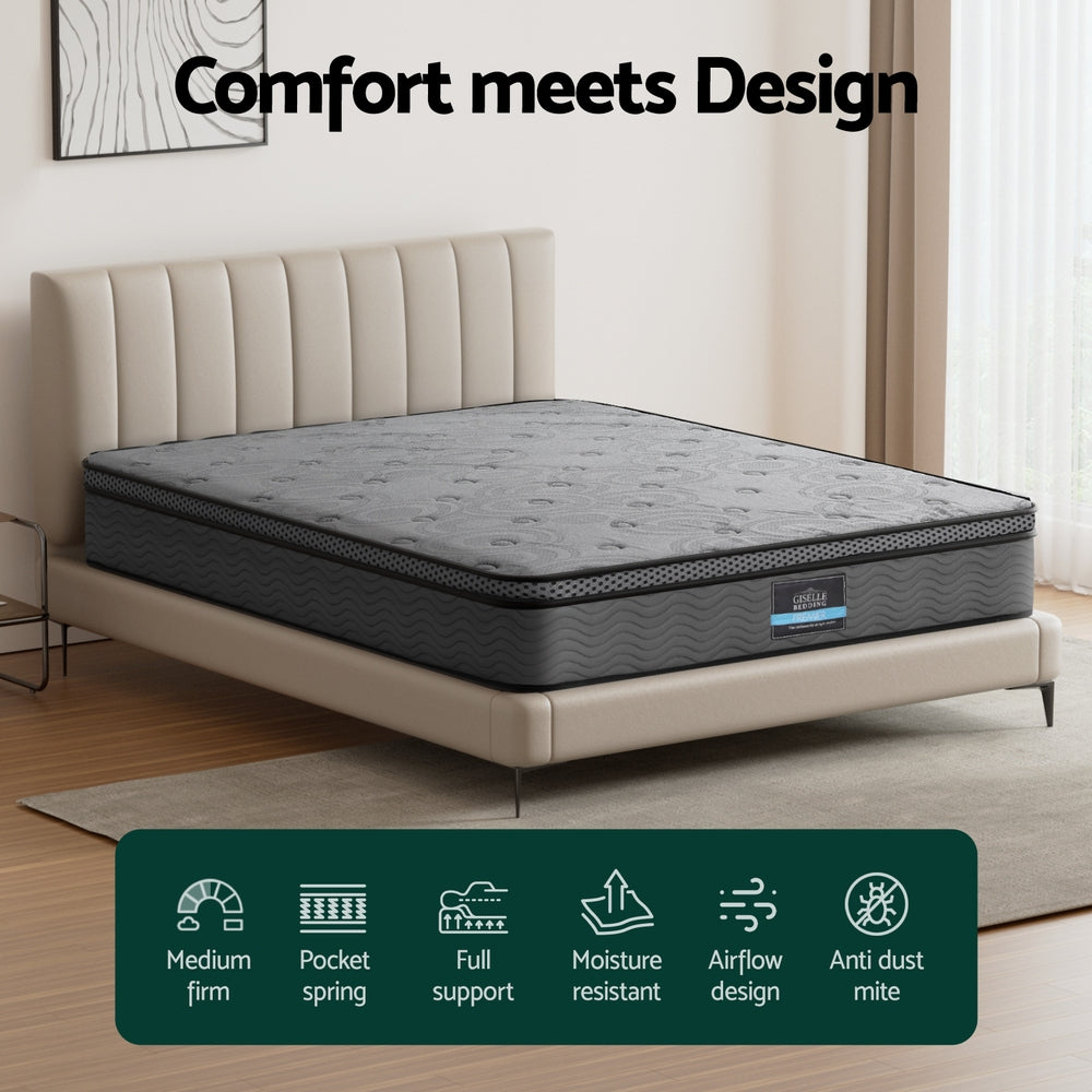 Portessa Pressure Relieving Airmax Breathable Mattress | 26cm Comfort Support Medium Firm Pocket Spring Mattress