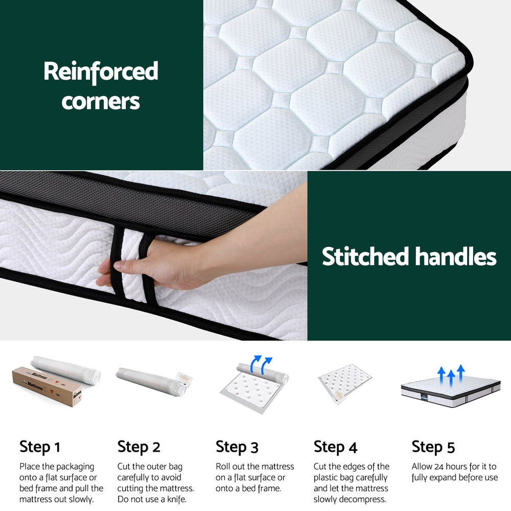 Portessa Io Cool Gel Ventilated Support Mattress | 25cm Comfort Support Medium Firm Bonnell Spring Mattress