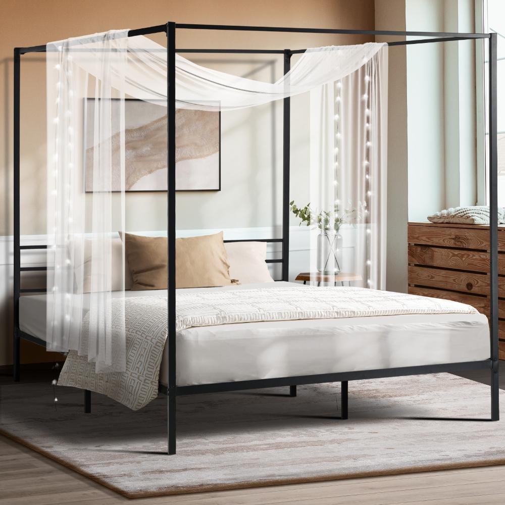 Casablanca Mare Premium Canopy Style Metal Bed Frame | High Quality Sturdy Canopy Bed in Black