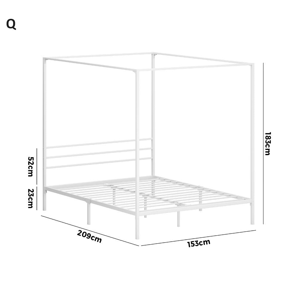 Casablanca Blanco Premium Canopy Style Metal Bed Frame | High Quality Designer Canopy Bed