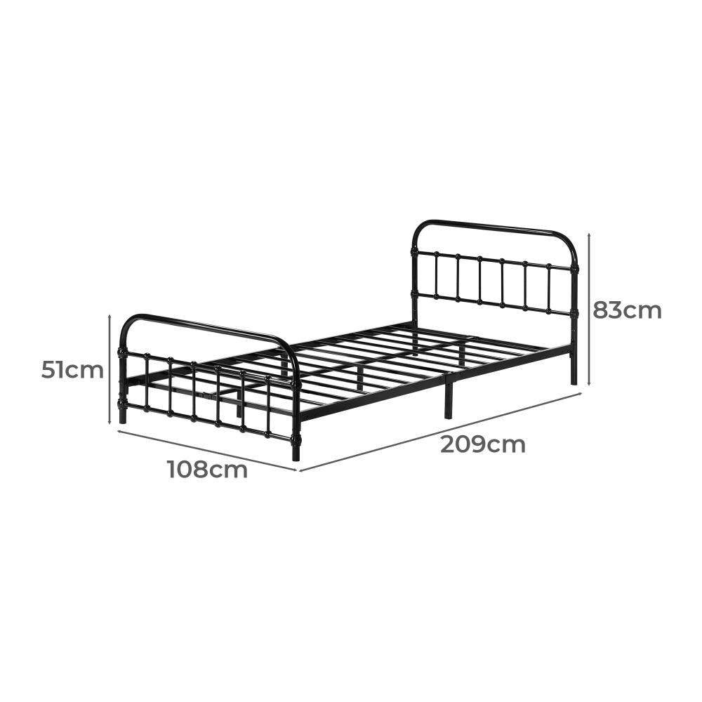 Alcantra Modern Full Metal Extra Strong Bed Frame | Sturdy Metal Designer Bed in Black
