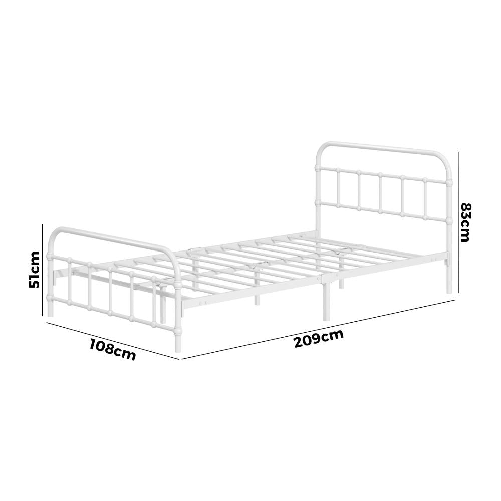 Alcantra Modern Full Metal Extra Strong Bed Frame | Sturdy Metal Designer Vintage Bed in White