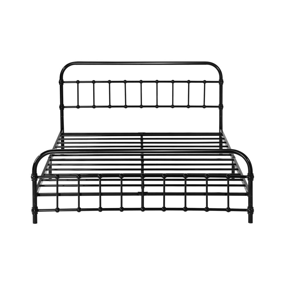 Alcantra Modern Full Metal Extra Strong Bed Frame | Sturdy Metal Designer Bed in Black