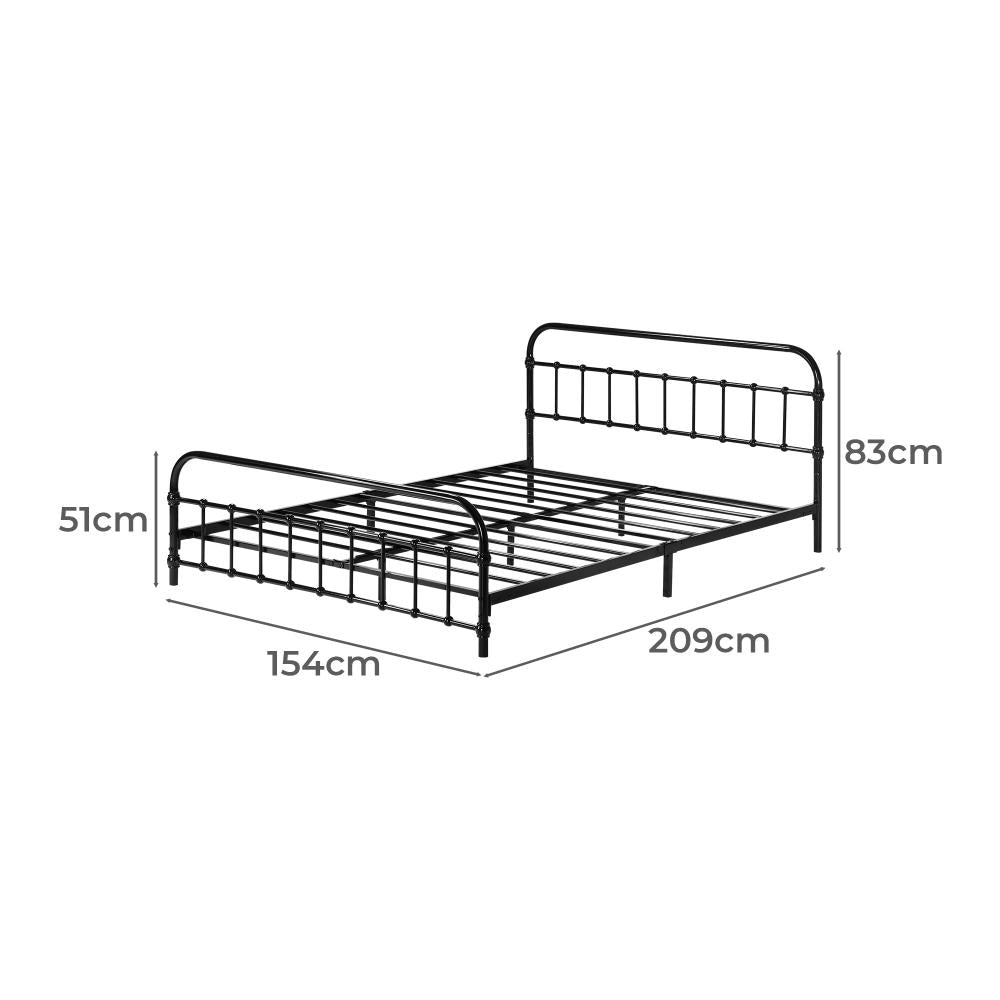 Alcantra Modern Full Metal Extra Strong Bed Frame | Sturdy Metal Designer Bed in Black