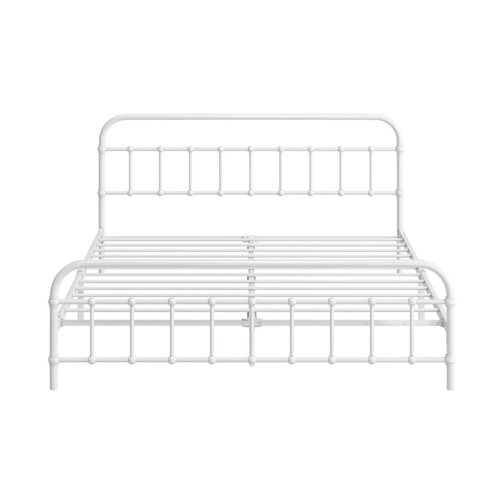 Alcantra Modern Full Metal Extra Strong Bed Frame | Sturdy Metal Designer Vintage Bed in White
