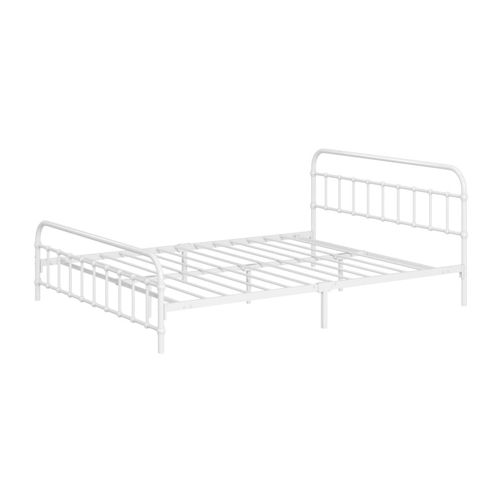 Alcantra Modern Full Metal Extra Strong Bed Frame | Sturdy Metal Designer Vintage Bed in White