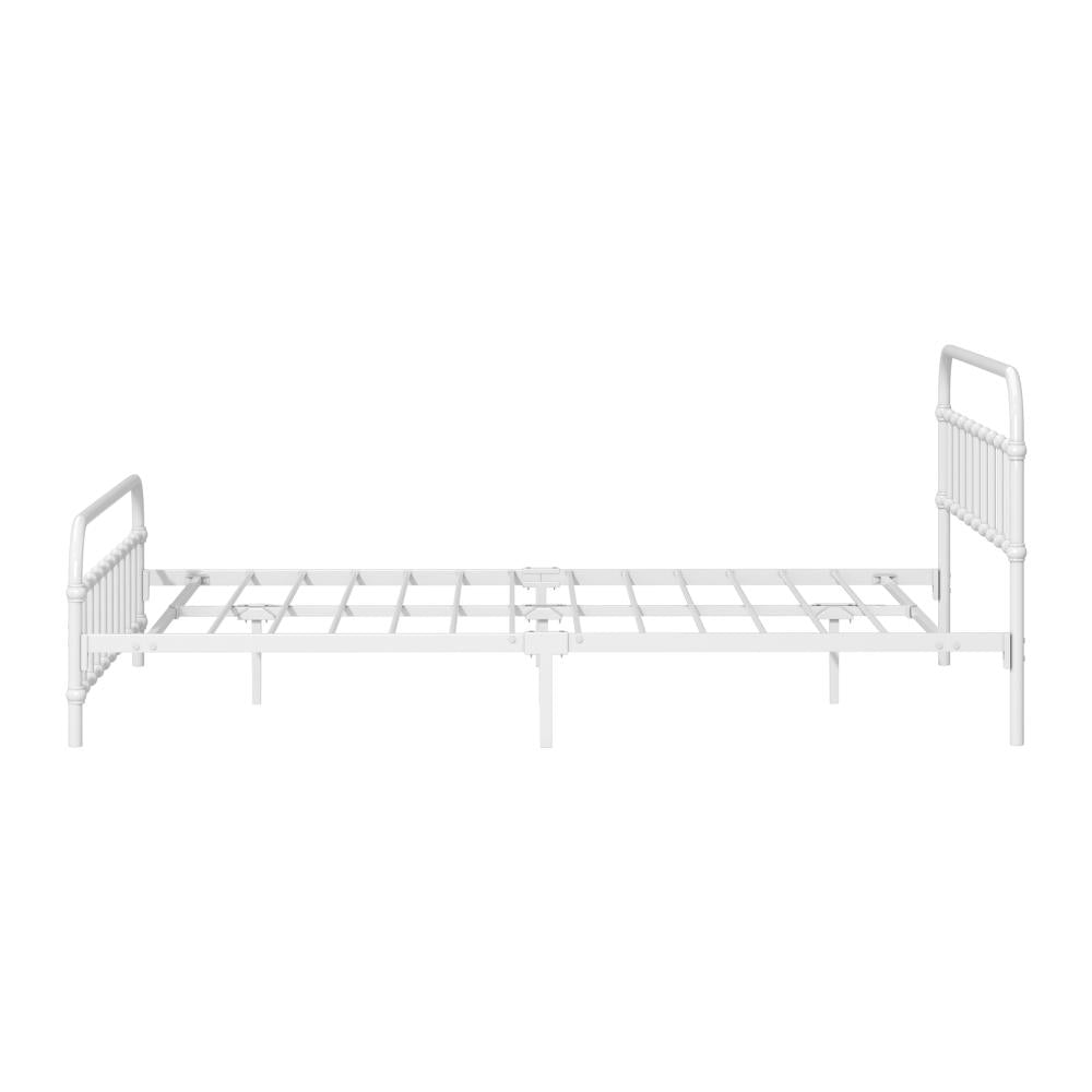 Alcantra Modern Full Metal Extra Strong Bed Frame | Sturdy Metal Designer Vintage Bed in White