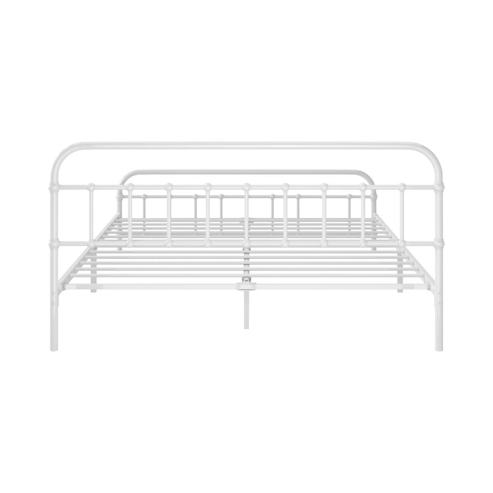Alcantra Modern Full Metal Extra Strong Bed Frame | Sturdy Metal Designer Vintage Bed in White
