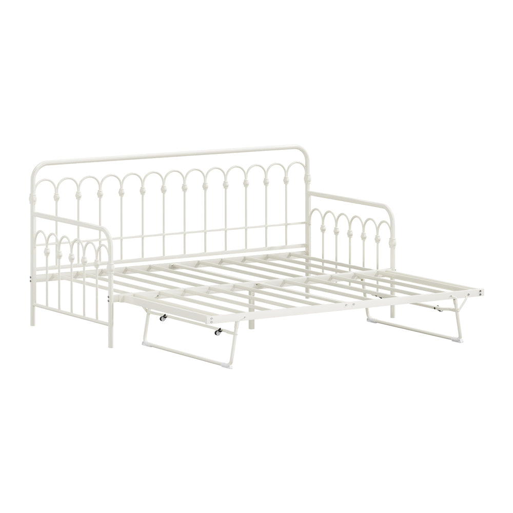 Reggio Pulo Metal Kids Bed Frame| Kids Two in One Daybed Single Size and Optional Single Rollout Trundle