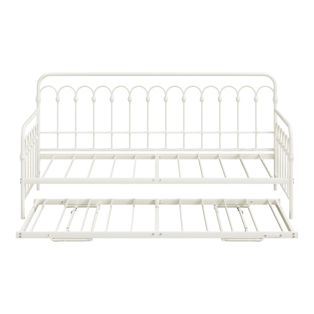 Reggio Pulo Metal Kids Bed Frame| Kids Two in One Daybed Single Size and Optional Single Rollout Trundle