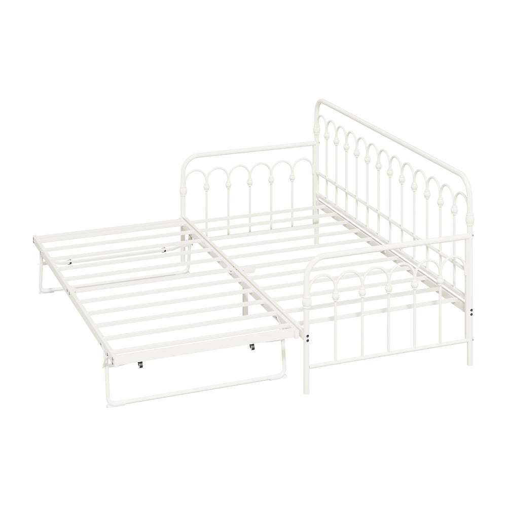 Reggio Pulo Metal Kids Bed Frame| Kids Two in One Daybed Single Size and Optional Single Rollout Trundle