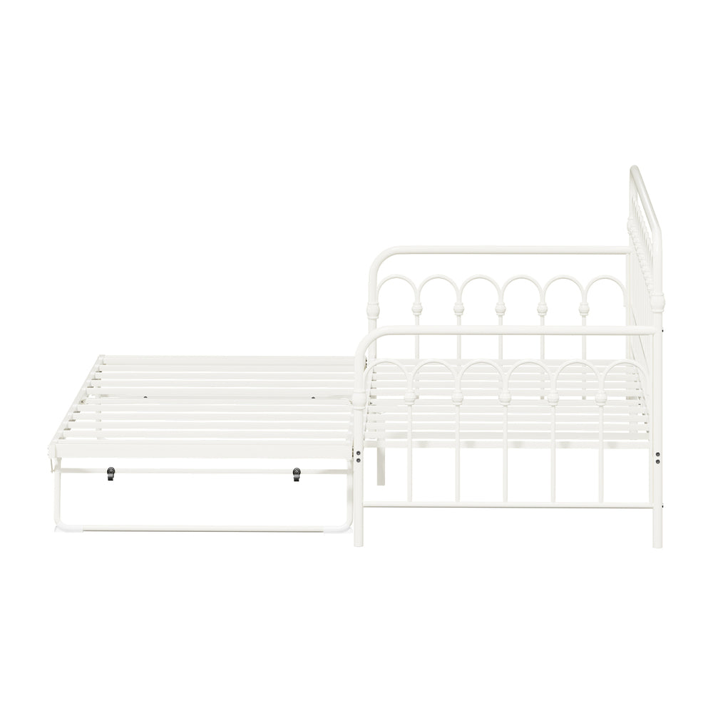 Reggio Pulo Metal Kids Bed Frame| Kids Two in One Daybed Single Size and Optional Single Rollout Trundle