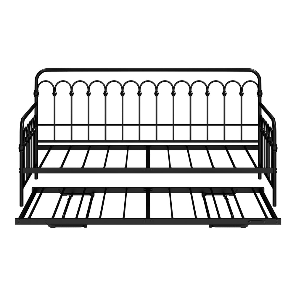 Reggio Pulo Metal Kids Bed Frame| Kids Two in One Daybed Single Size and Optional Single Rollout Trundle