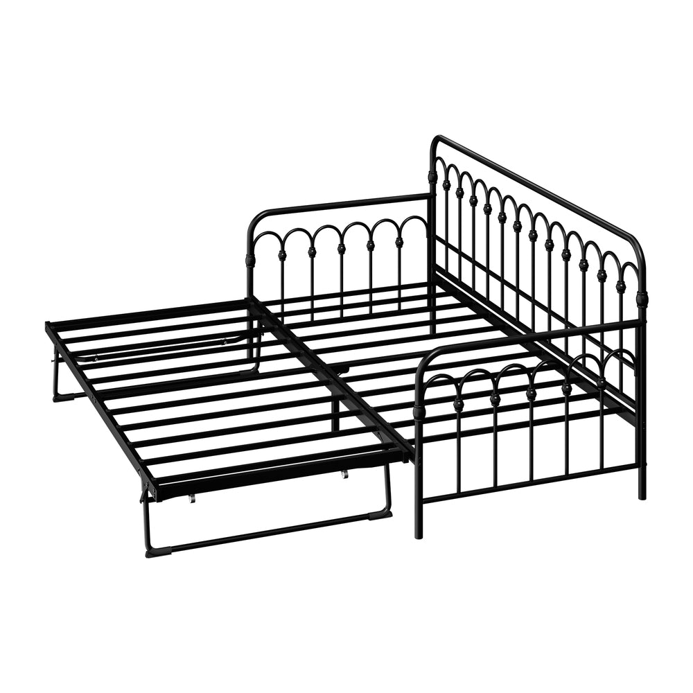 Reggio Pulo Metal Kids Bed Frame| Kids Two in One Daybed Single Size and Optional Single Rollout Trundle