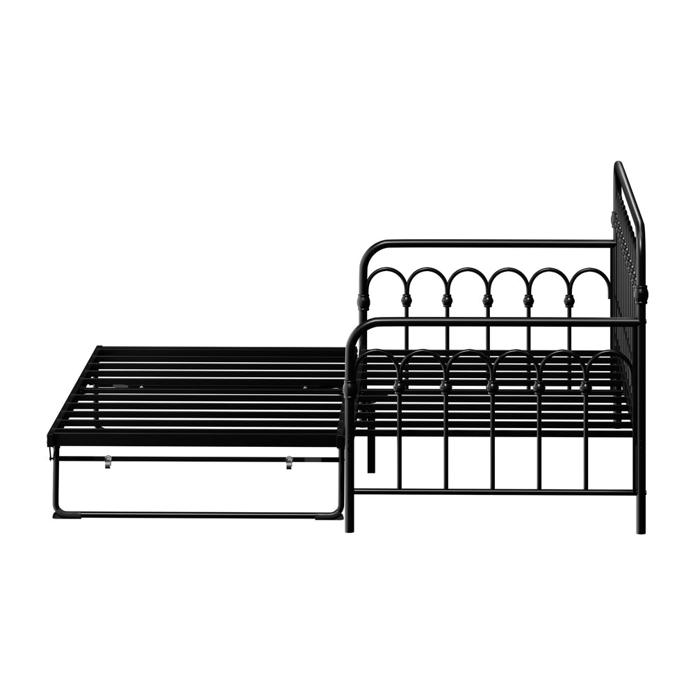 Reggio Pulo Metal Kids Bed Frame| Kids Two in One Daybed Single Size and Optional Single Rollout Trundle