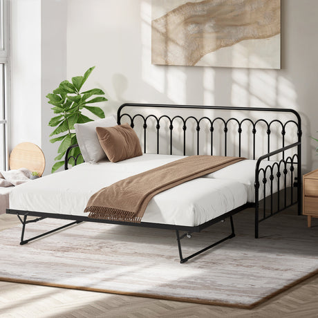 Reggio Pulo Metal Kids Bed Frame| Kids Two in One Daybed Single Size and Optional Single Rollout Trundle