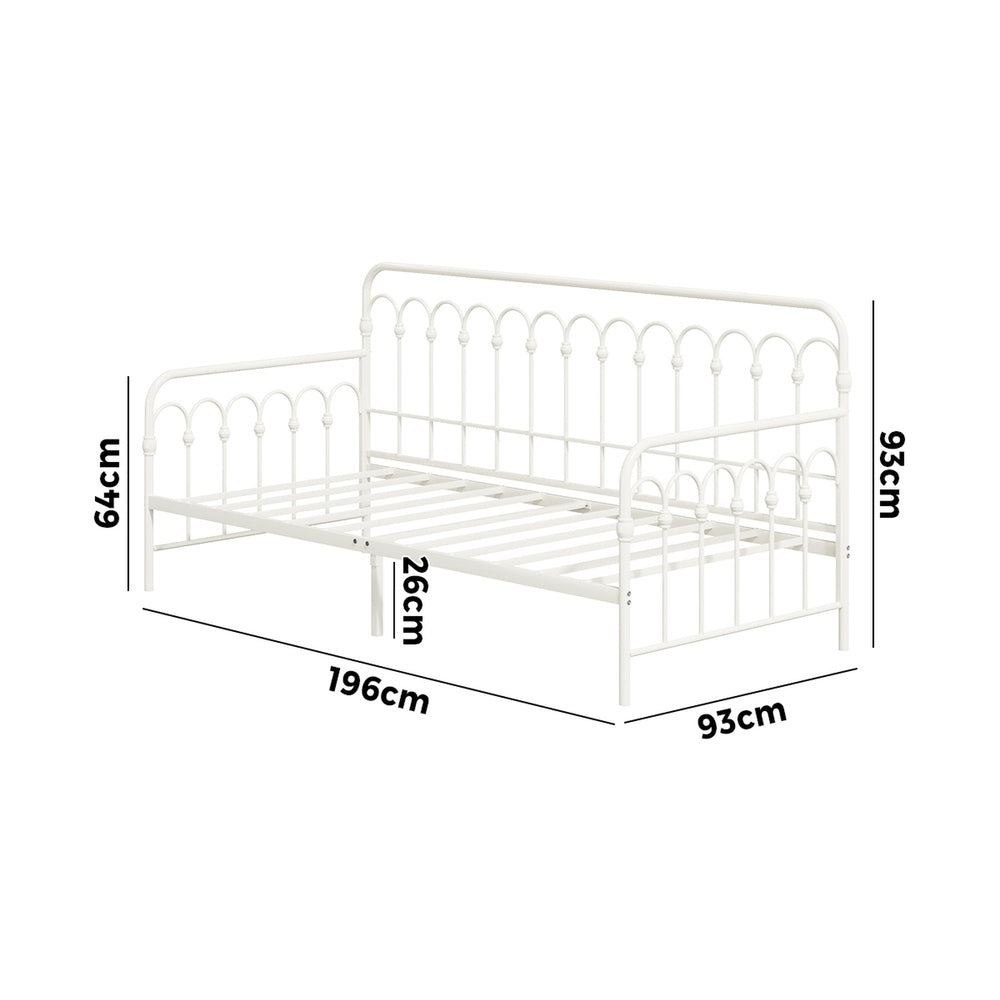 Reggio Pulo Metal Kids Bed Frame| Kids Two in One Daybed Single Size and Optional Single Rollout Trundle