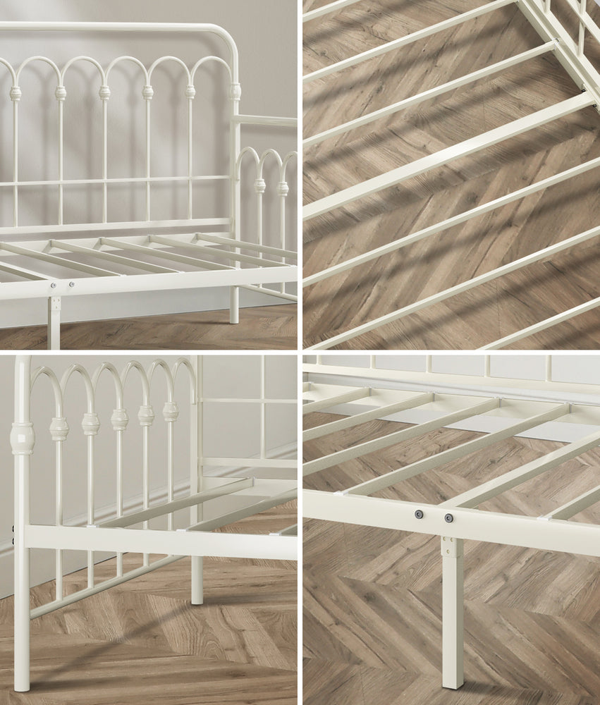 Reggio Pulo Metal Kids Bed Frame| Kids Two in One Daybed Single Size and Optional Single Rollout Trundle