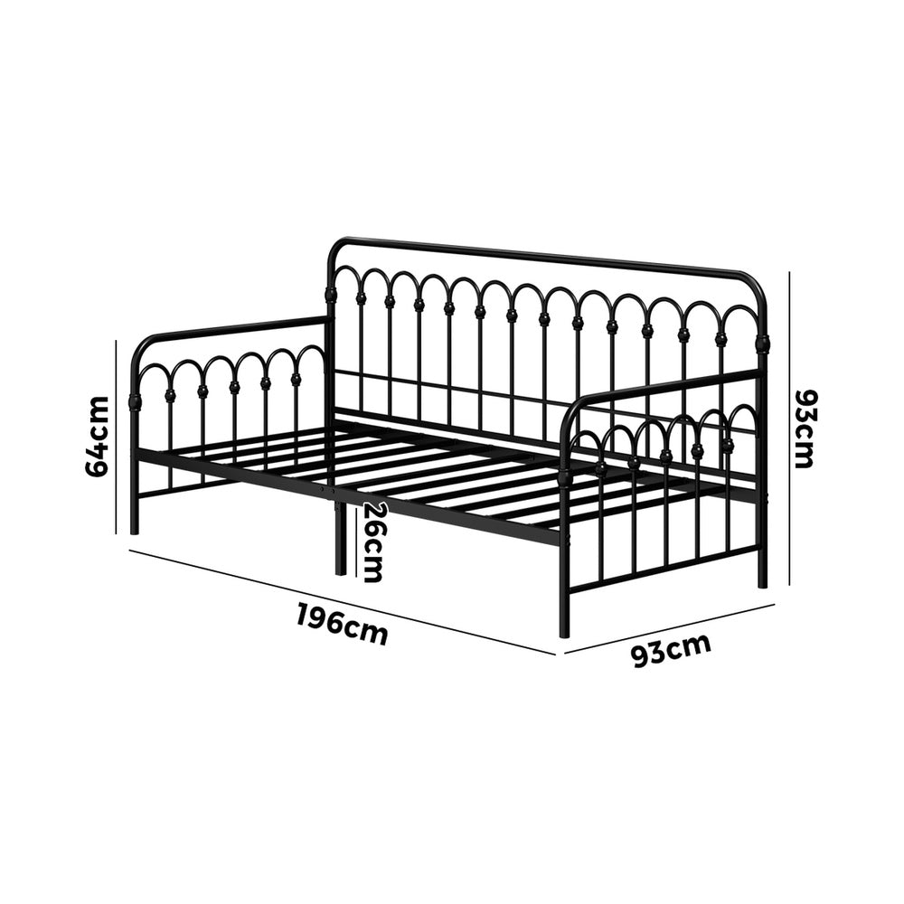 Reggio Pulo Metal Kids Bed Frame| Kids Two in One Daybed Single Size and Optional Single Rollout Trundle