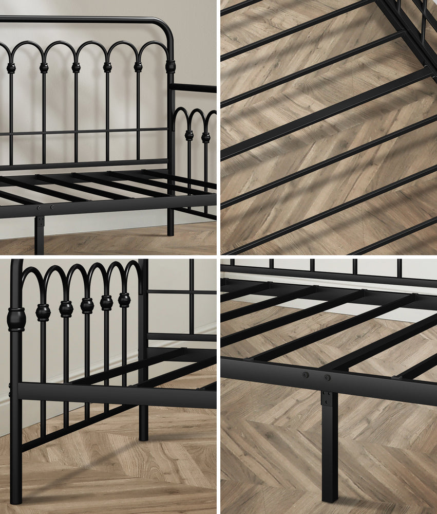 Reggio Pulo Metal Kids Bed Frame| Kids Two in One Daybed Single Size and Optional Single Rollout Trundle