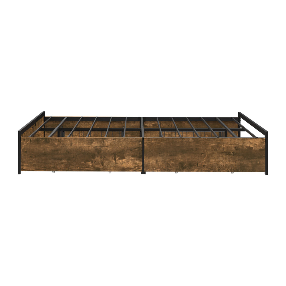 Fortus Industrial Style Metal Frame Platform Bed Base | Storage Draws Bed Base No Headboard
