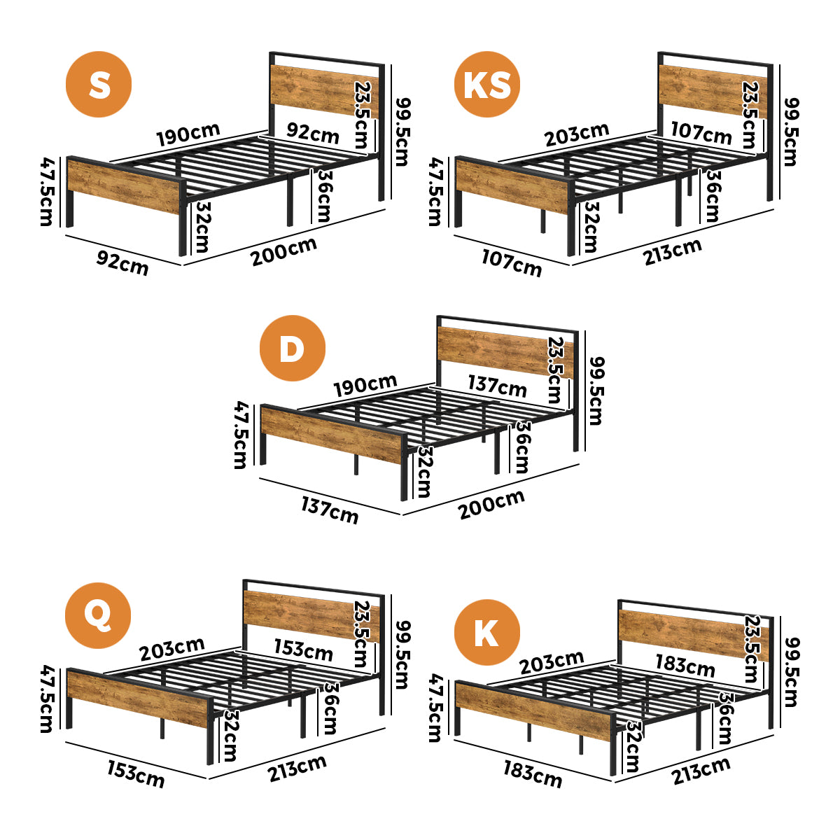Aurelius Rustic Metal and Wood Bed | Strong Steel Support Platform Bed Frame