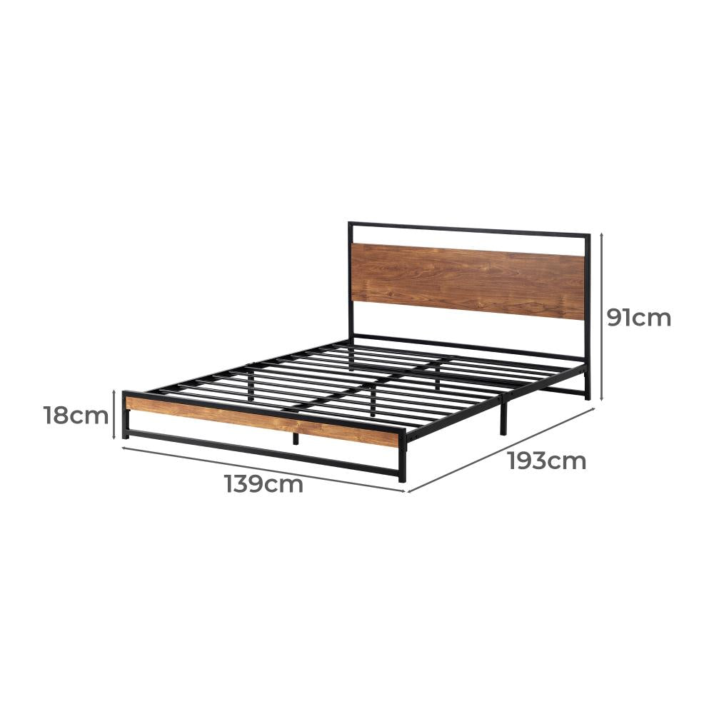Isco Modern Metal and Wood Bed | Strong Metal Support Platform Bed Frame