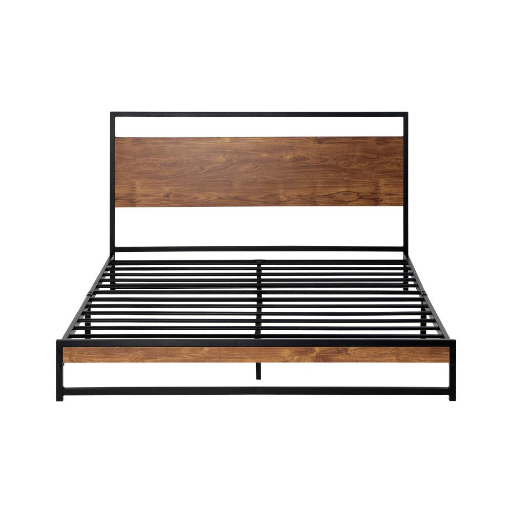 Isco Modern Metal and Wood Bed | Strong Metal Support Platform Bed Frame