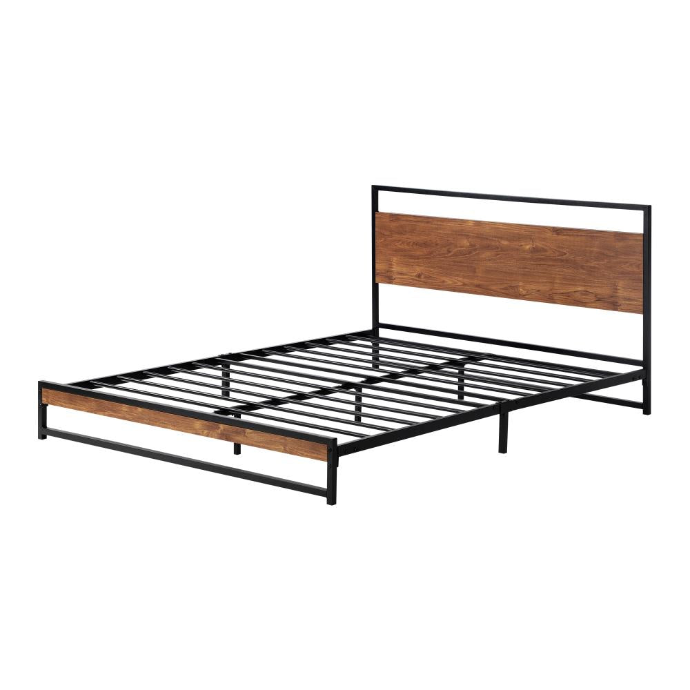Isco Modern Metal and Wood Bed | Strong Metal Support Platform Bed Frame