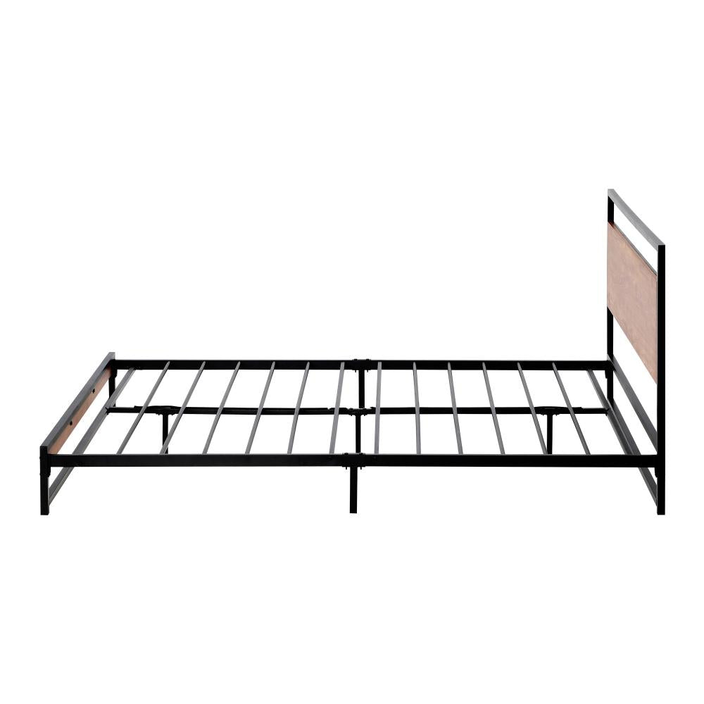 Isco Modern Metal and Wood Bed | Strong Metal Support Platform Bed Frame