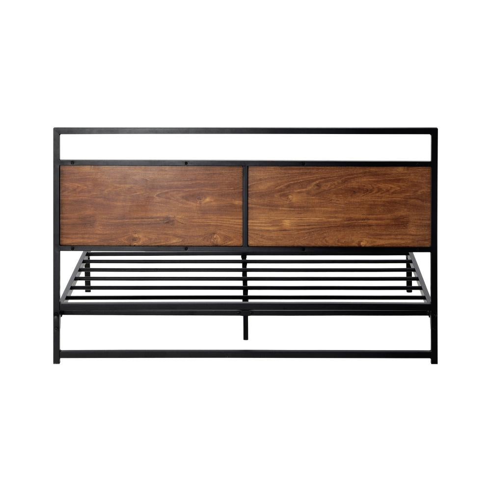 Isco Modern Metal and Wood Bed | Strong Metal Support Platform Bed Frame