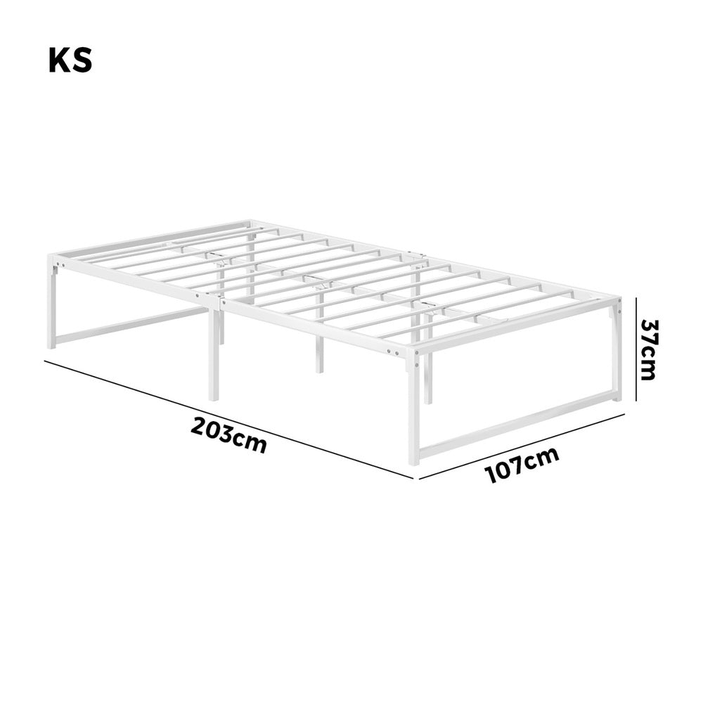 Maurizzi Premium Full Metal Platform Bed in White | Reinforced Durable Metal Floating Bed Base