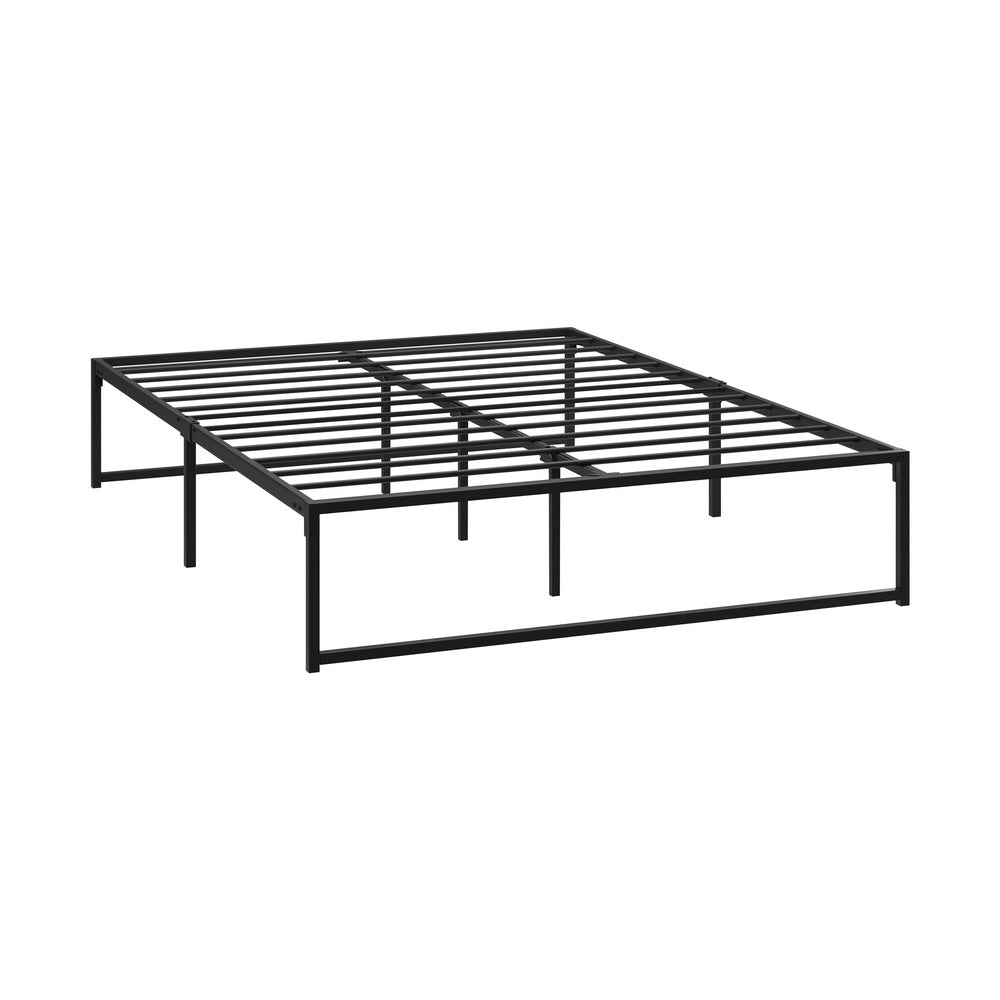 Maurizzi Premium Full Metal Platform Bed in Black | Reinforced Durable Metal Floating Bed Base