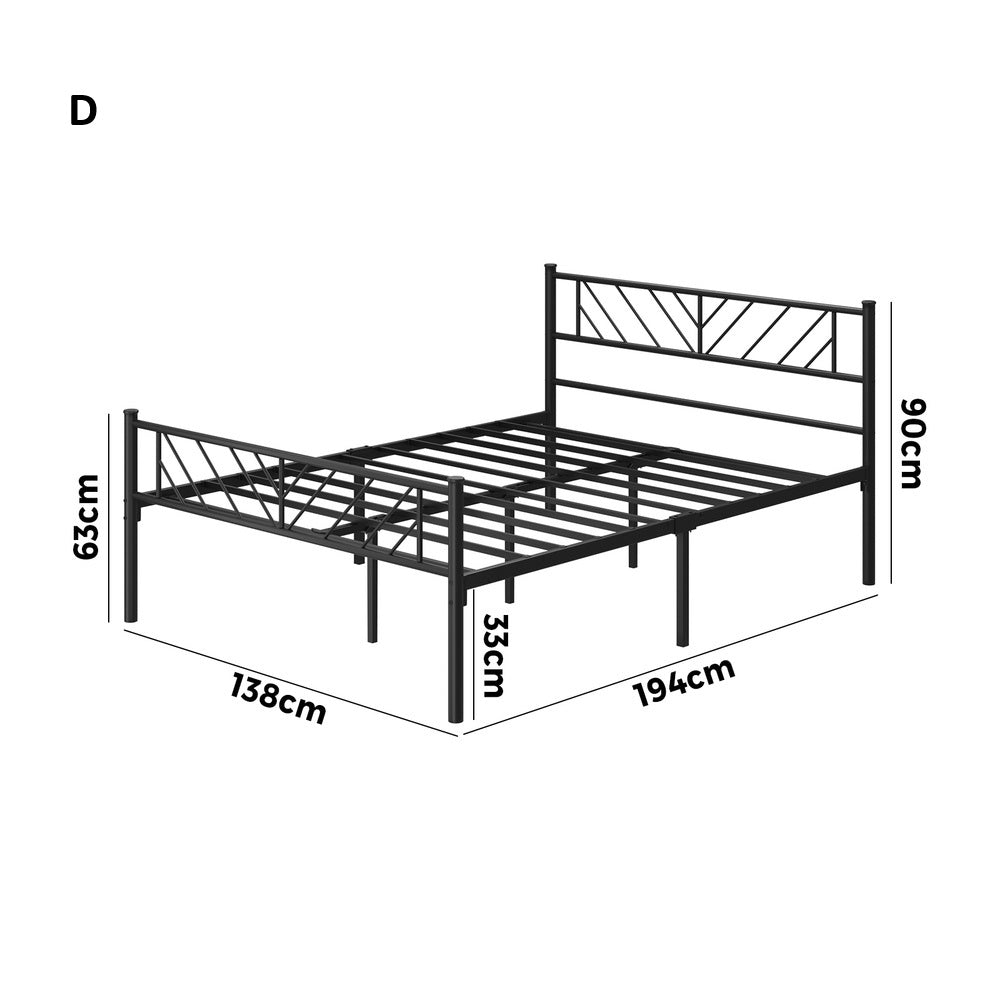 Misuzi Vintage Full Metal Extra Strong Bed Frame | Sturdy Black Metal Designer Bed
