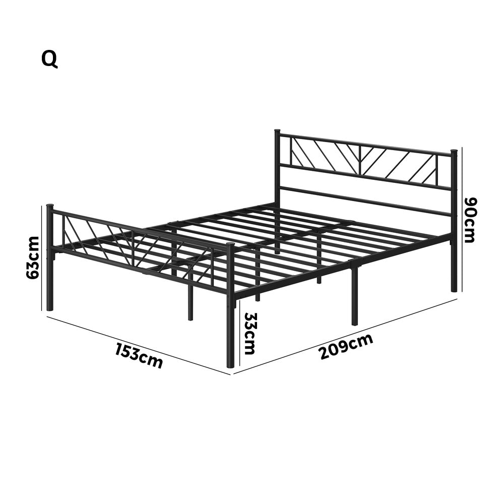 Misuzi Vintage Full Metal Extra Strong Bed Frame | Sturdy Black Metal Designer Bed