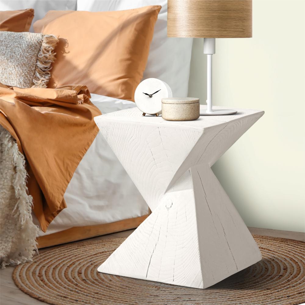 Terzzi Two In One Concrete Diamond Stool or Bedside Table | Indoor Outdoor Verstaile Modern Stands