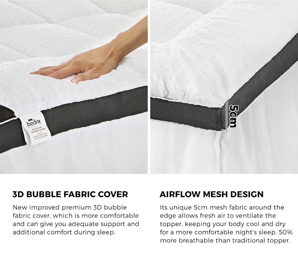 Nuvola Luxe Cloud Sleep 1000GSM Airmax Fully Skirted Mattress Topper | Breathable Cooling Micro Memory Topper