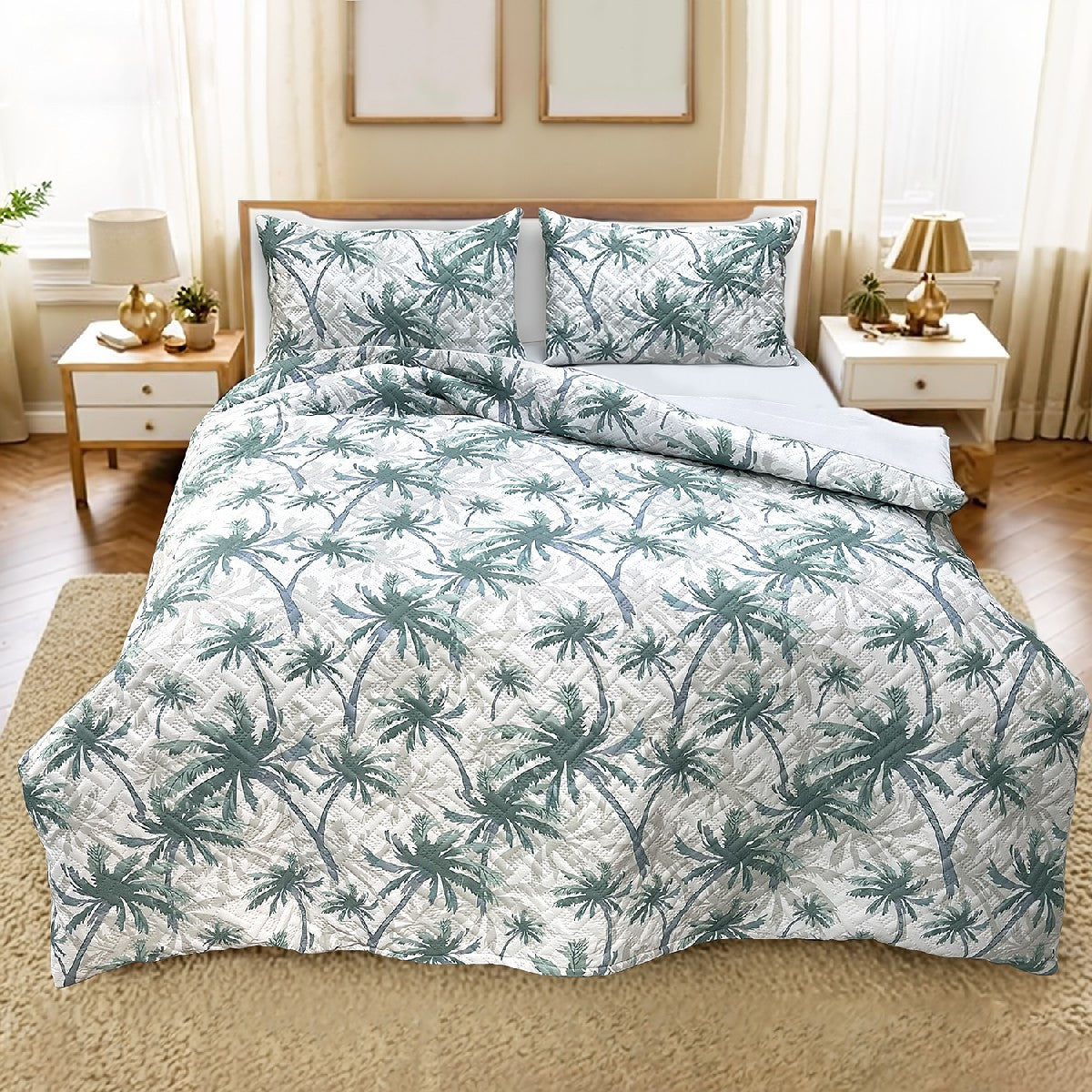 Ramesses Soft Bamboo Cooling Ultrasonic Quilt Cover Set With Fitted Sheet | Printed Design Bamboo Bedding Set