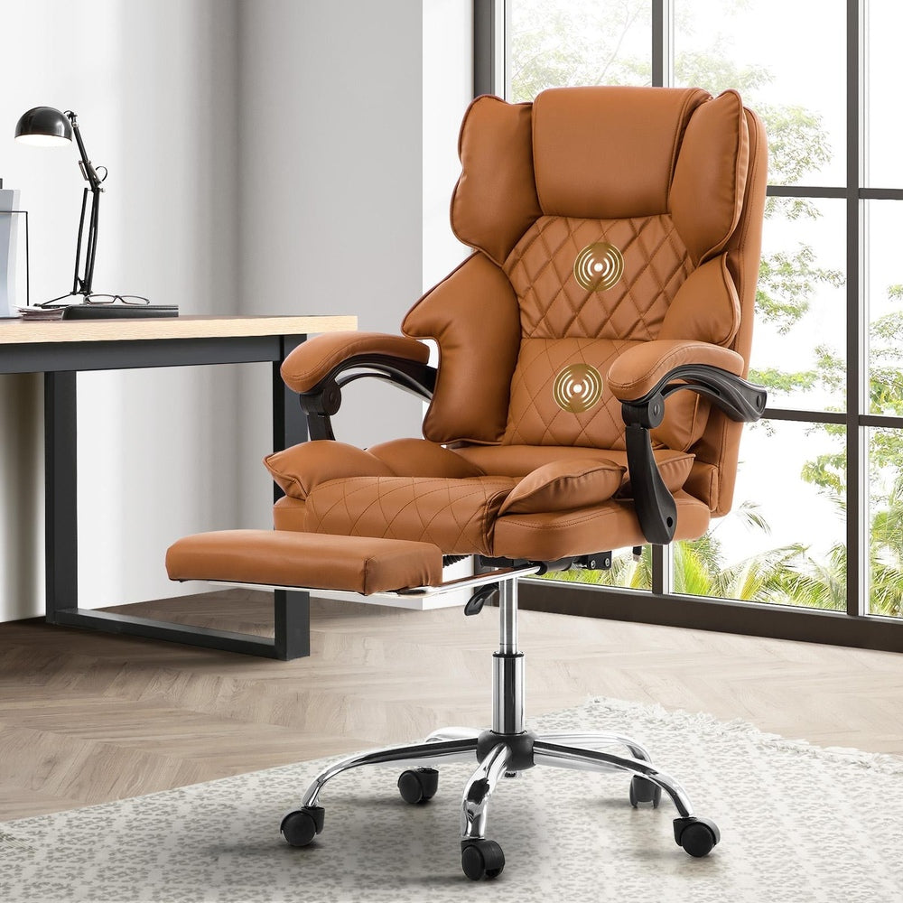 Premium Soft 2 In 1 Office and Massage Chair | High Quality Comfortzone PU Leather Executive Office Chair