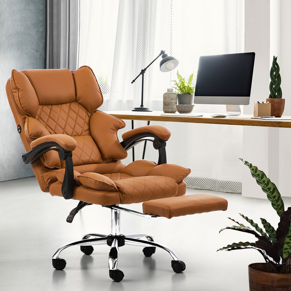 Premium Soft 2 In 1 Office and Massage Chair | High Quality Comfortzone PU Leather Executive Office Chair