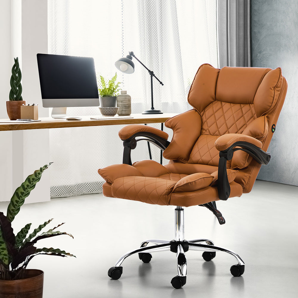 Premium Soft 2 In 1 Office and Massage Chair | High Quality Comfortzone PU Leather Executive Office Chair