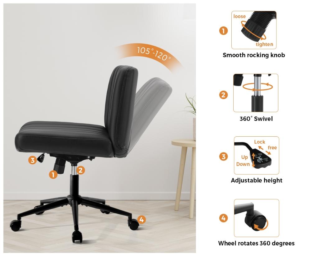 Parisi Retro Mid Back Wide Seat Office Chair | Adjustable Ultra Comfort Computer Chair