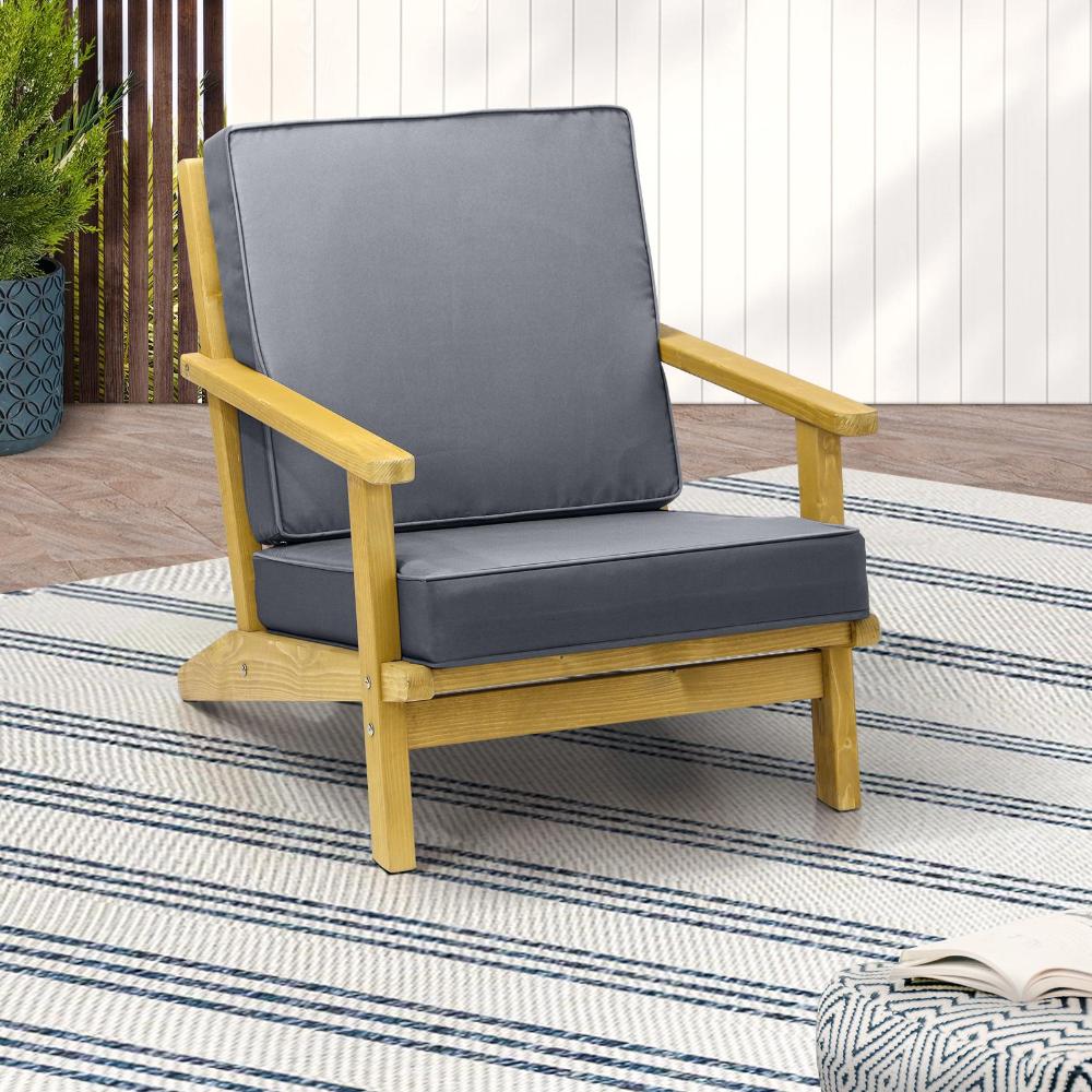 Breeze Designer Outdoor Sun Lounge Armchairs | Soft Cushioned Wooden Patio Lounge Chairs