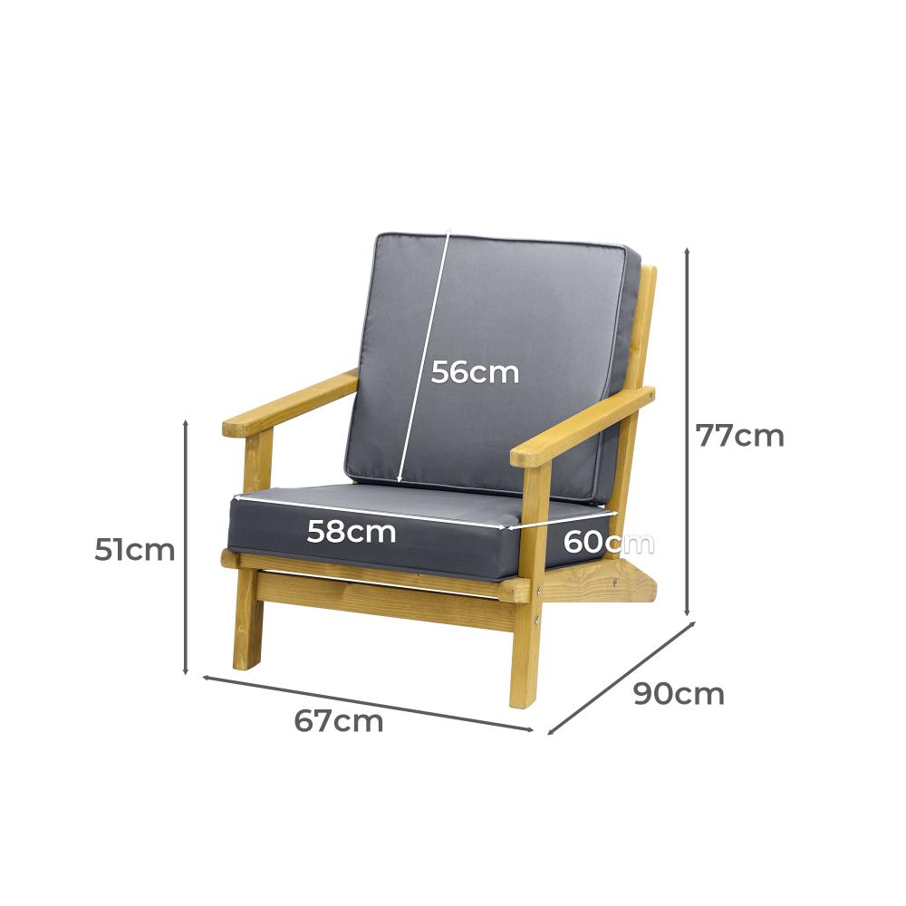 Breeze Designer Outdoor Sun Lounge Armchairs | Soft Cushioned Wooden Patio Lounge Chairs