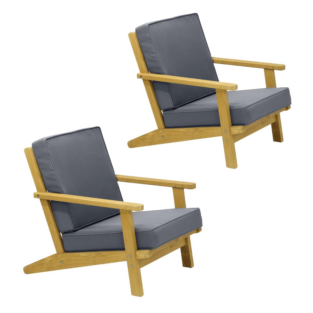 Breeze Designer Outdoor Sun Lounge Armchairs | Soft Cushioned Wooden Patio Lounge Chairs