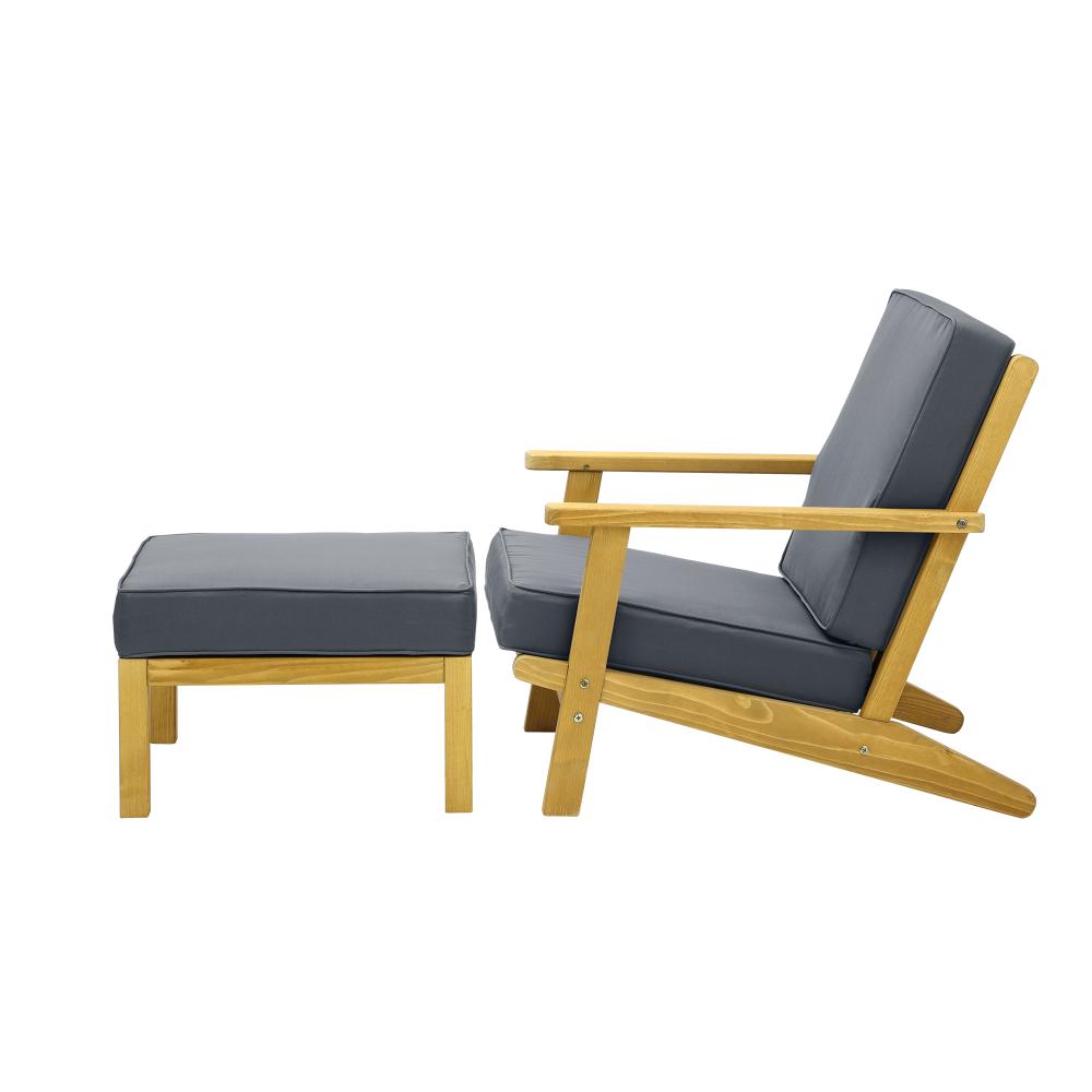 Breeze Designer Outdoor Sun Lounge Armchairs | Soft Cushioned Wooden Patio Lounge Chairs